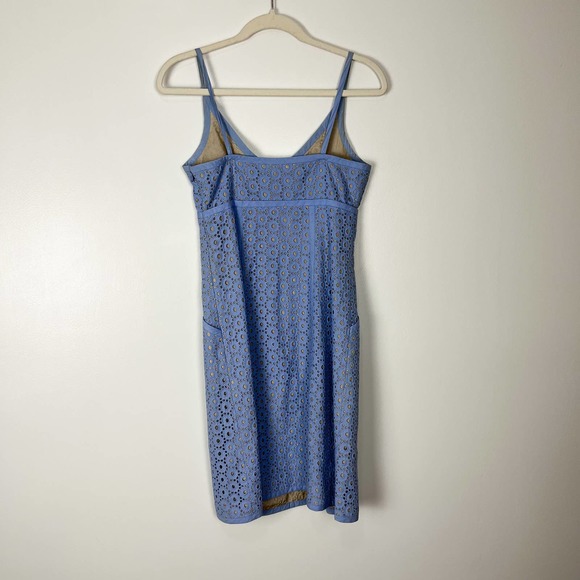 Susana Monaco Blue Silk Eyelet Lace Embroidery Mini Dress Size 2 - Picture 6 of 12